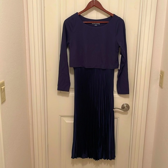 Soft Surroundings Dresses & Skirts - NWT Soft Surroundings Womens Cassandra Midi Dress Sz XS Blue Long Sleeve Pleated